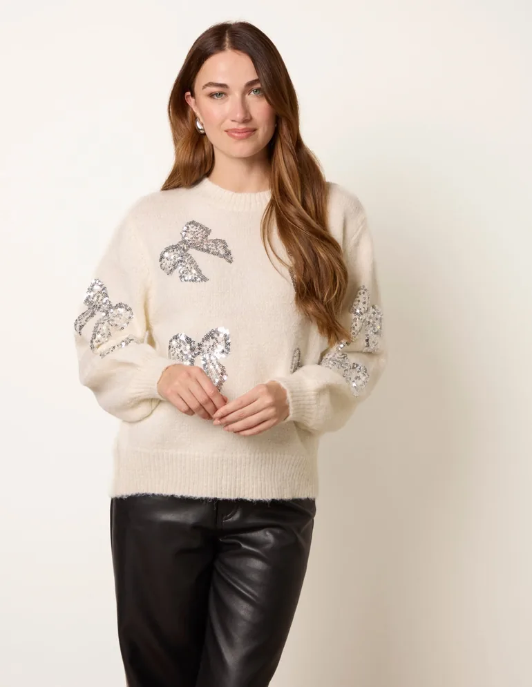 Sequin Bow Jumper - 4