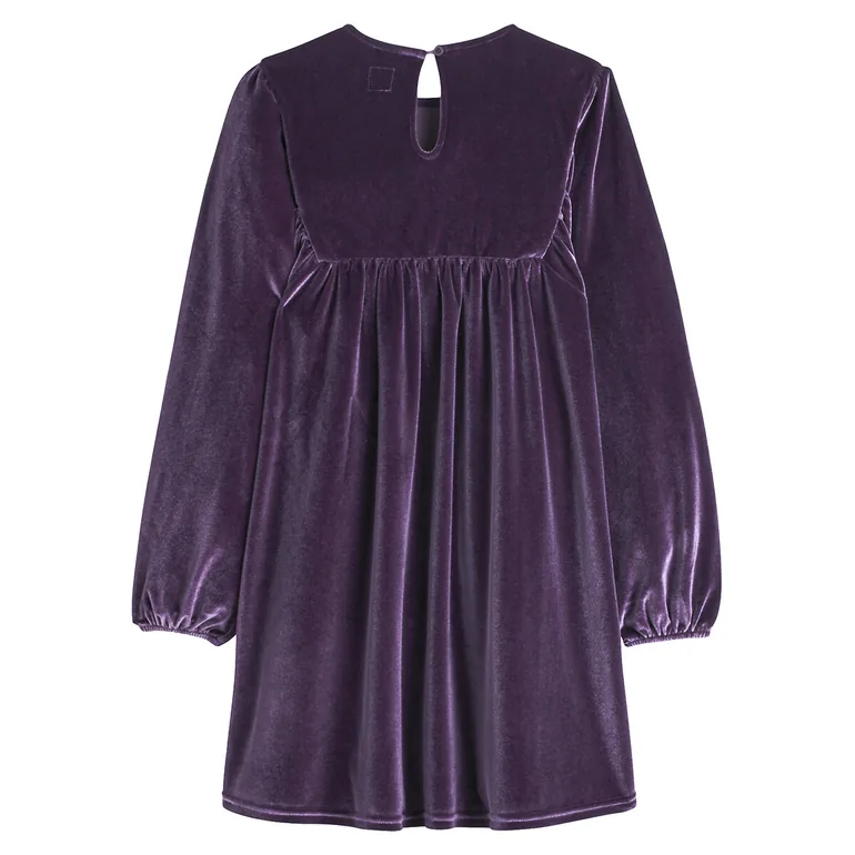 Velour Long Sleeve Dress - 4
