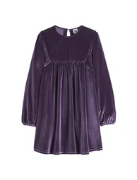 Velour Long Sleeve Dress - 2