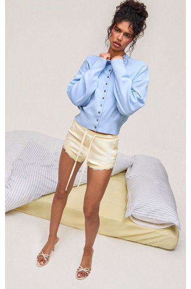 Lemon Pointelle Lace Trim Hot Pants