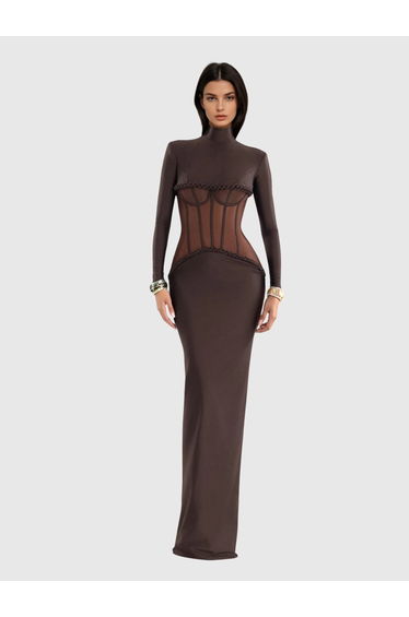 Karasi Long Sleeve Corset Maxi Dress
