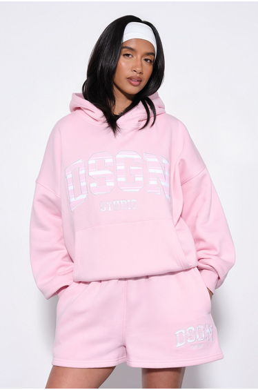 DSGN Studio Stripe Applique Sweat Short - light pink
