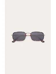 Tortoiseshell Metal Frame Rectangle Sunglasses - 1