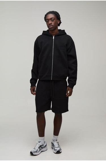 Heavyweight Embroidered Baggy Short - black