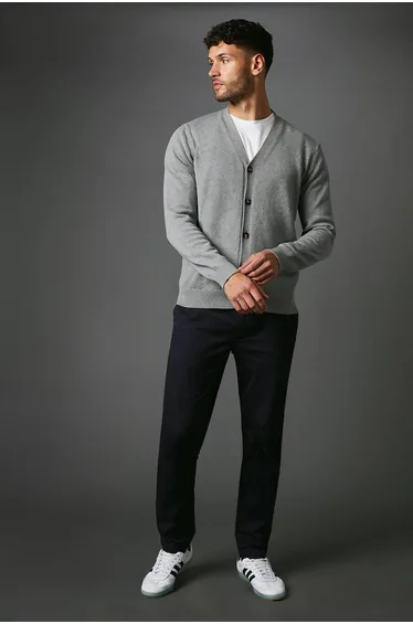 Premium Pure Cotton Knitted Cardigan - light grey