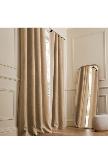 Private Washed Linen Curtain with Leather Tab Top Header