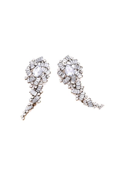 Ripple of Brilliance Rhinestone Drop Earrings in Silver