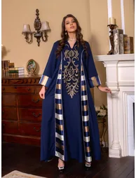 Graphic Print Thick Striped Detail Jalabiya - 4