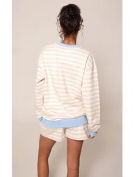 Butter Yellow Contrast Striped Loopback Sweat Shorts - 2