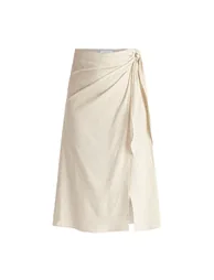 Linen Blend Wrap Skirt - 1