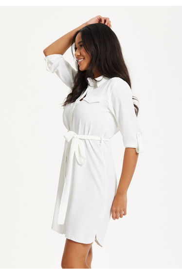 White Belted Shirt Mini Dress product thumbnail 3