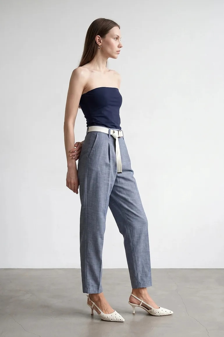 DILVIN Belted Straight-leg Ankle Trousers - 3
