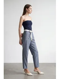 DILVIN Belted Straight-leg Ankle Trousers - 3
