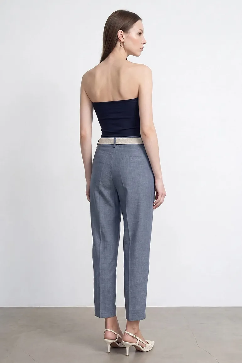 DILVIN Belted Straight-leg Ankle Trousers - 1