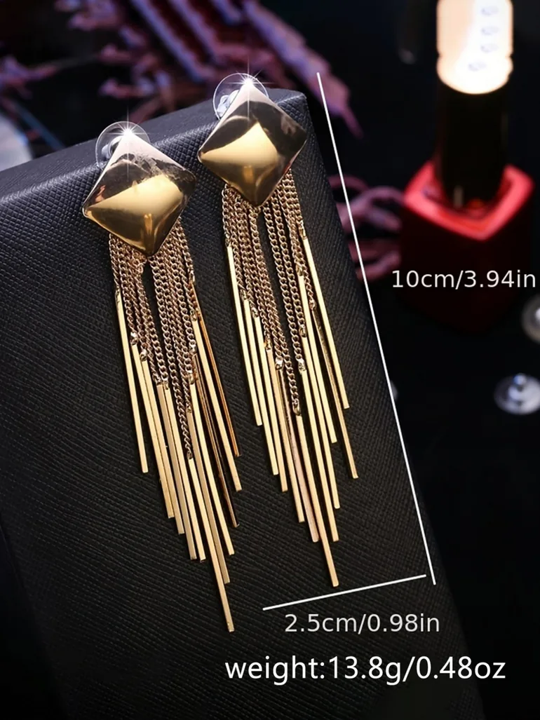 Geometric Tassel Dangle Earrings - 3