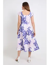 Floral Ottoman Fit & Flare Midi Dress - 2