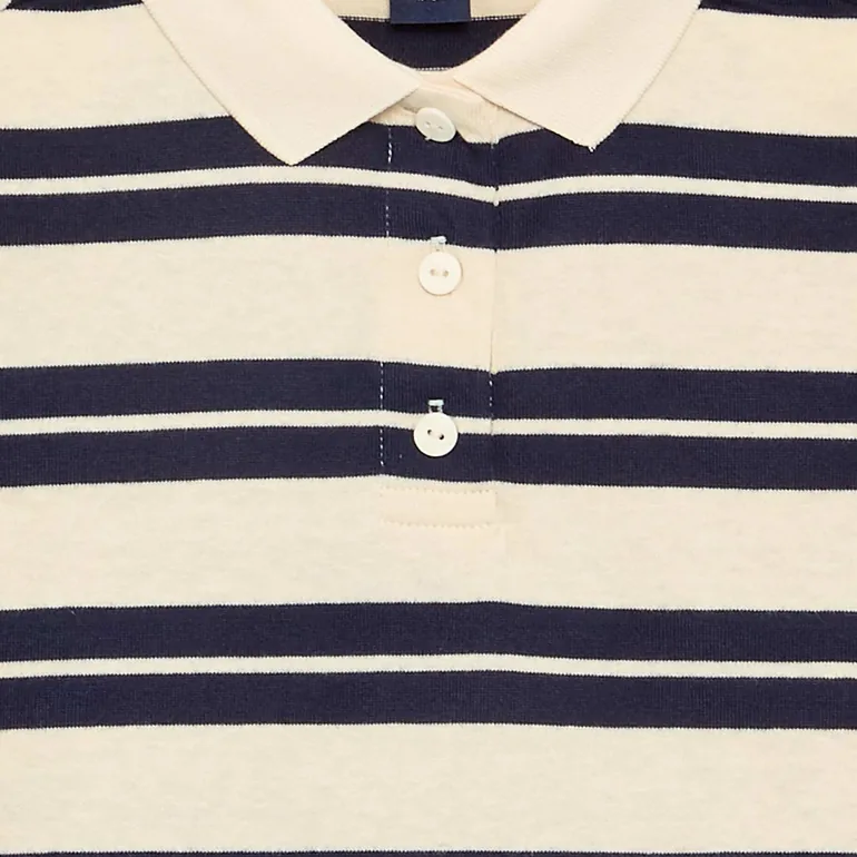 Oversized Striped Polo Shirt BLUE - 2