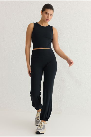 Black Plain Diver/Scuba Sportswear Sweatpants