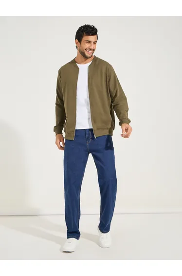 Zip Through Relaxed Bomber Jacket