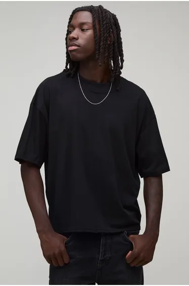 Black Oversized Boxy Palm Spine Print T-Shirt - black