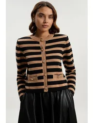 Cotton Knit Nautical Boxy Stripe Jacket