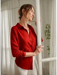 Red Long Sleeve Buttoned Shirt - 2