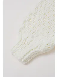 Chunky Hand Knit Patch Pocket Open Front Cardigan in White - 5
