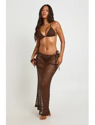 Beach Sequin Maxi Skirt - chocolate - 1