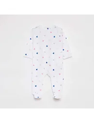 Patterned sleepsuit with feet WHITE