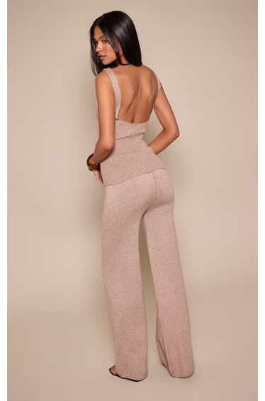 Tall Taupe Straight Leg Knitted Trousers product thumbnail 2