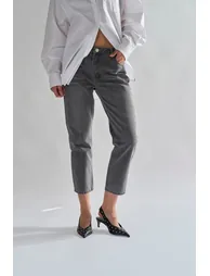 Grey Wash Low-Rise Cropped Jeans - 2