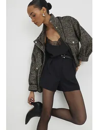 Black Tailored Belted Shorts - 1