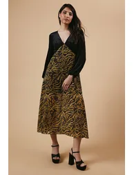 Occasion Animal Spot Bodice Midi Dress