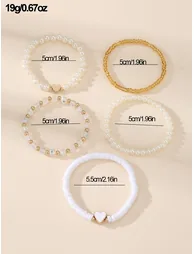 Set of 5 - Embellished Beaded Bracelet - 3