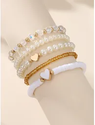 Set of 5 - Embellished Beaded Bracelet
