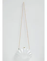 Mermaid Vibes Acrylic Shell Clutch in White - 1