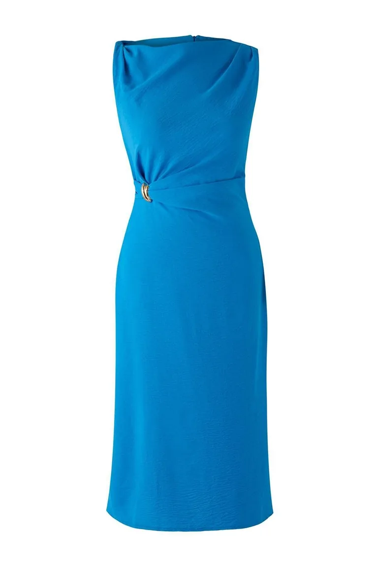 Blue Accessory Detailed Midi Woven Dress - 4