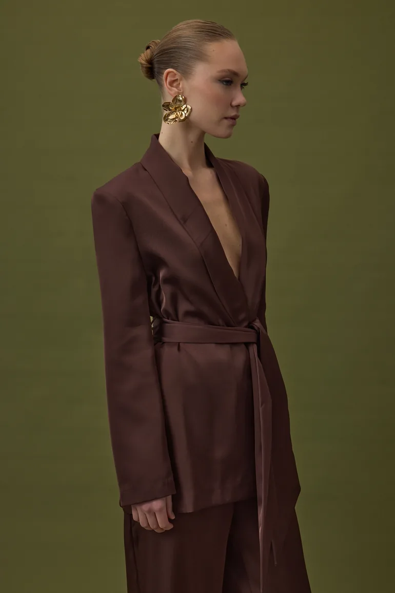 Belted Satin Jacket - 6