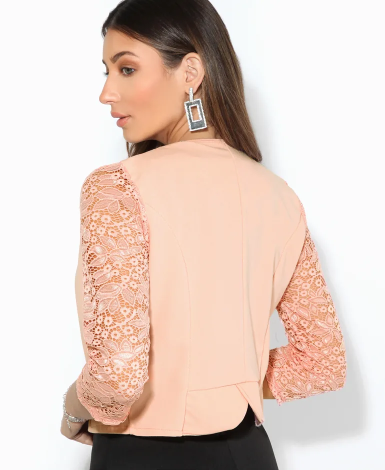 Lace Sleeve Cropped Evening Shrug - 2