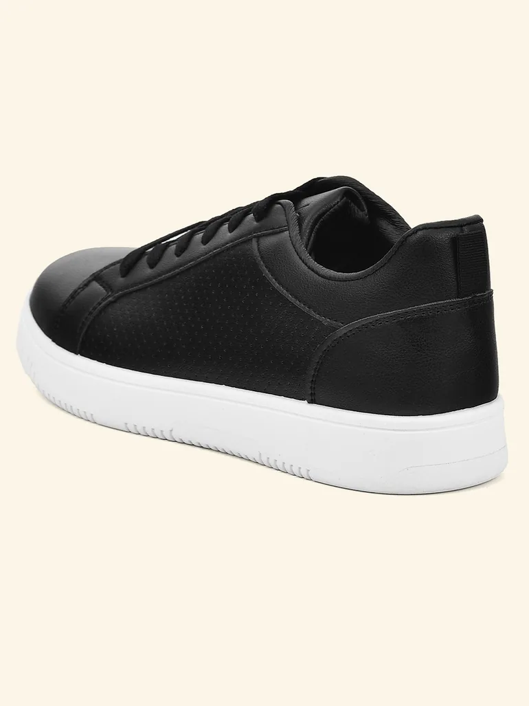 Black Solid Lace Up Sneakers - 5