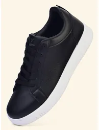 Black Solid Lace Up Sneakers - 6
