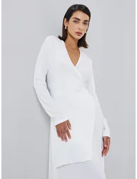 Women White Long Sleeve A-Line Maxi Dress - 1