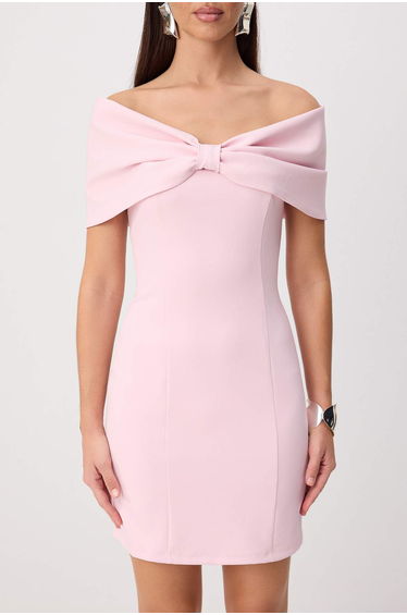 Pink Plain Woven Finike Short / Mini Lined Dress product thumbnail 4