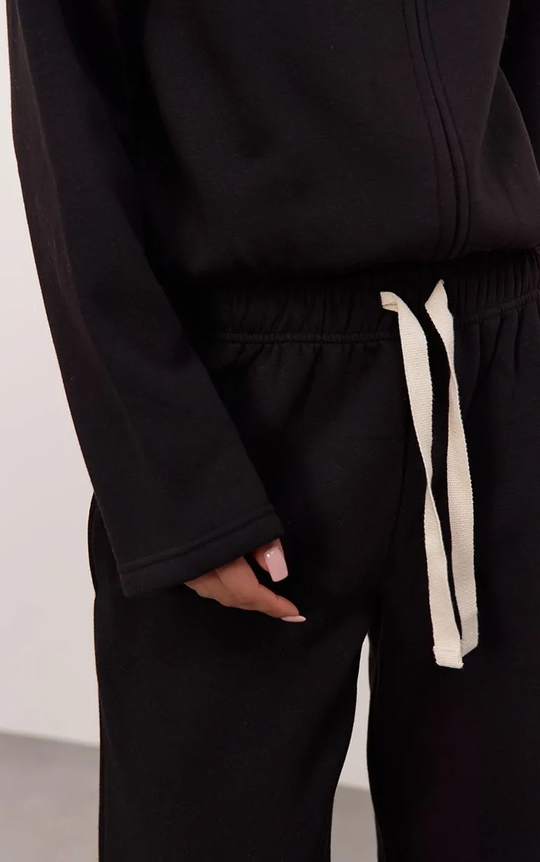 Black Contrast Drawcord Joggers - 3