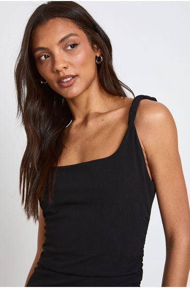 Tall Jersey Crepe Twist Strap Midaxi Dress - black product thumbnail 4