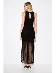 Ruched keyhole front mesh maxi dress - 2