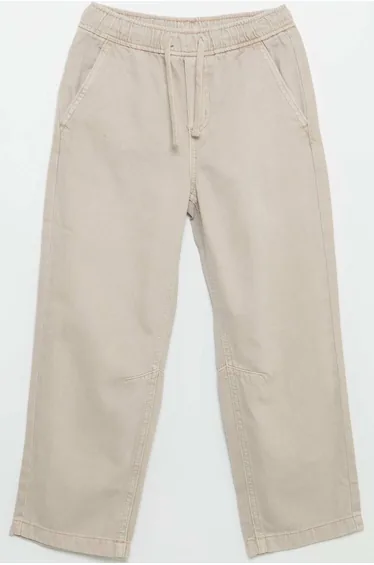 Relaxed Fit Trousers with Elasticated Waist BEIGE