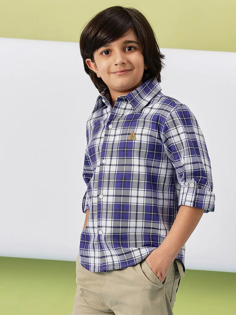 Checked Roll-Up Sleeve Shirt - 1
