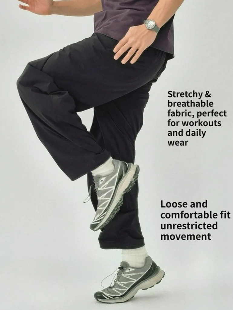 Men Black Loose Breathable Fitness Trousers - 3