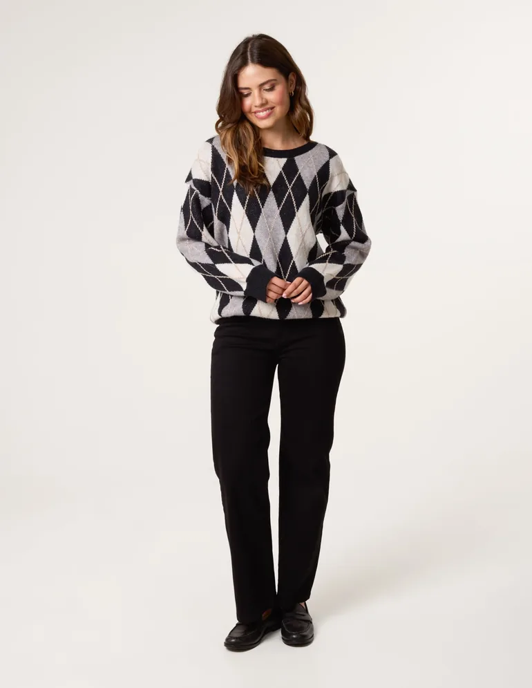 Argyle-Patterned Knit Jumper - 1